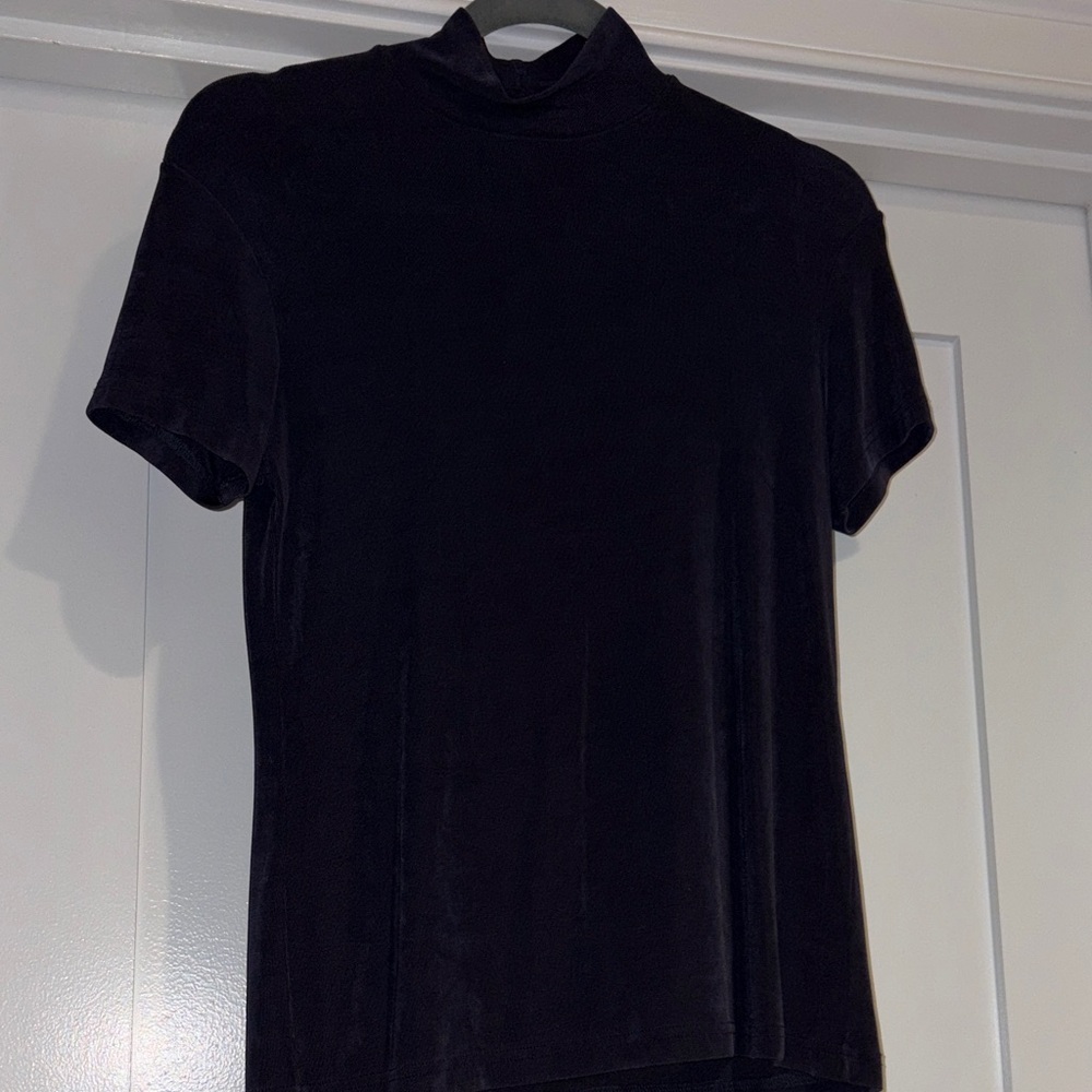 Elegant Blue Mock Neck Top